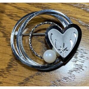 Vintage Mid-Century Modern DCE Curtis Sterling Silver Pendant Natural Pearl 1”d